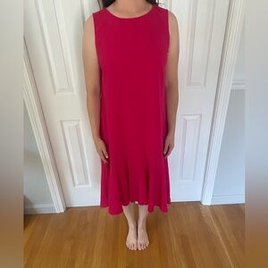 Beachwear- Linen Blend Dress - Hot Pink